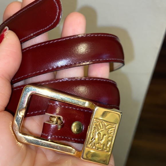 ANNE KLEIN OXBLOOD LEATHER BELT SZ SMALL VTGVINTAGE